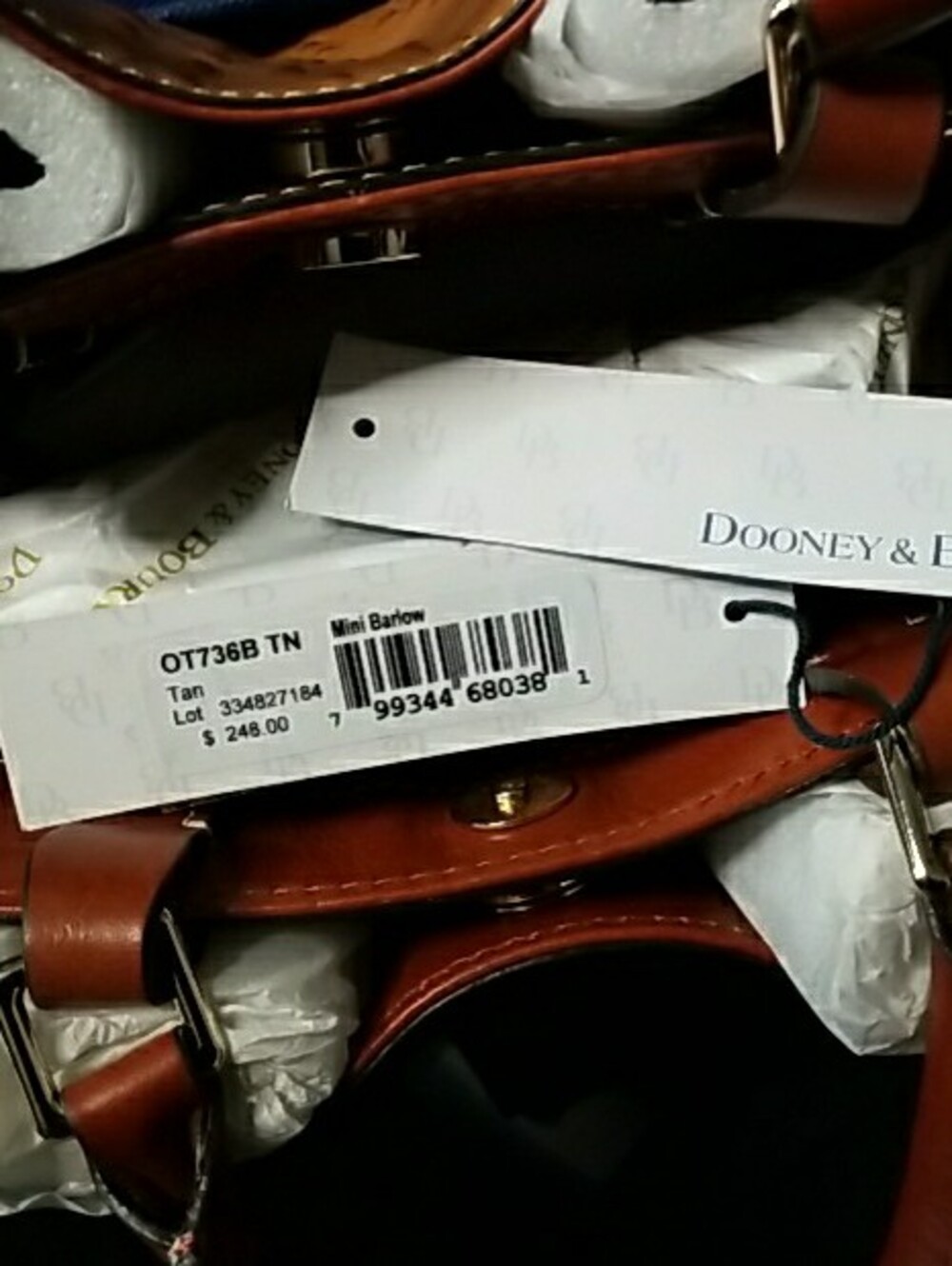 Dooney & Bourke Tan Ostrich-Embossed Satchel Mini with Brown Trim - Picture 2 of 13